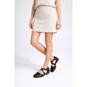 NEW Bali ELF Mangrove Leather Criss Cross Ballet Flat Women's 10 Black